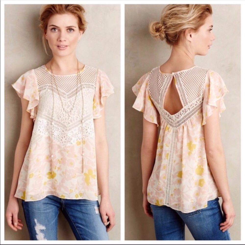Anthropologie Floral Lace Blouse